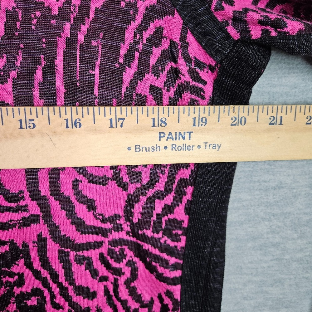 NIC+ZOE Dress Size XL Pink Black Abstract Sweater Long Sleeve Zipper Back - Picture 3 of 7